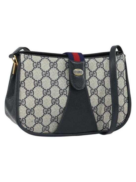 GUCCI Handbags - Authentic GUCCI GG Supreme Sherry Line Shoulder Bag PVC Navy Gold